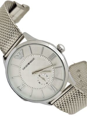 <br> EMPORIO ARMANI MALLA PLANO Hombre . Color Plateado .