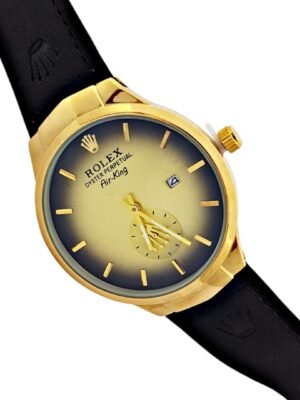 <br> ROLEX AIR KING -CUERO  Hombre . Color Negro.