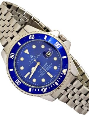 <br> ROLEX SUBMARINER TRENZADO BLUE Hombre . Color Plateado.