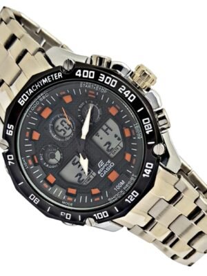 <br> CASIO EDIFICE CONFORT ORANGE Hombre . Color Plateado .