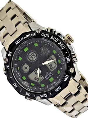 <br> CASIO EDIFICE CONFORT GREEN Hombre . Color Plateado.