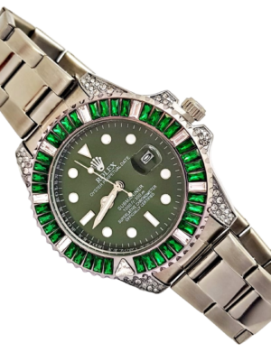 ROLEX SUBMARINER GEMAS. Reloj Hombre. Plateado Verde.