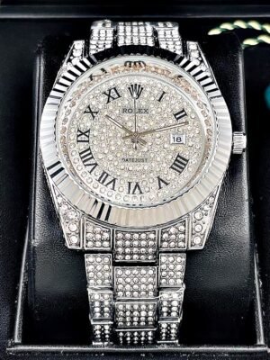 ROLEX CUBANO PLATEADO. Hombre. Números Romanos.