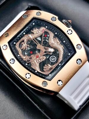 RICHARD MILLE  DRAGON. Hombre. Blanco- Oro Rosa.
