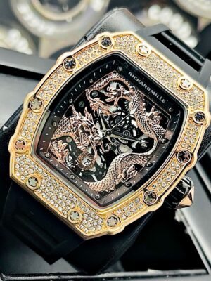RICHARD MILLE GEMAS DRAGON. Hombre. Negro- Oro Rosa.