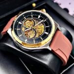 FOSSIL AUTOMATICO PULSO EN SILICONA. Hombre. Café- Dorado.