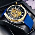 FOSSIL AUTOMATICO PULSO EN SILICONA. Hombre. Azul- Dorado.