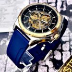 FOSSIL AUTOMATICO PULSO EN SILICONA. Hombre. Azul- Dorado.