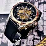 FOSSIL AUTOMATICO PULSO EN SILICONA. Hombre. Negro- Dorado.