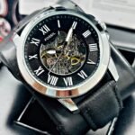 FOSSIL AUTOMATICO PULSO EN CUERO. Hombre. Negro.