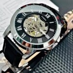 FOSSIL AUTOMATICO PULSO EN CUERO. Hombre. Negro.