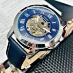 FOSSIL AUTOMATICO PULSO EN CUERO. Hombre. Azul.