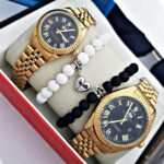 PAREJA ROLEX PRESIDENCIAL NUMEROS ROMANOS. Dorado Negro.