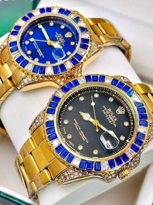 PAREJA ROLEX SUBMARINER GEMAS. Dorado Azul.