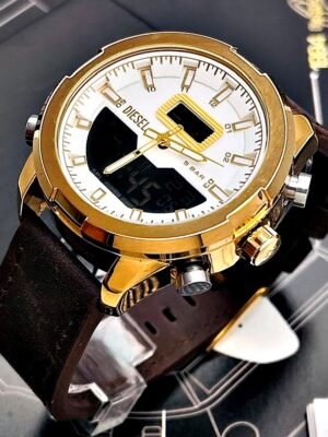 DIESEL DOBLE HORA CUERO. Hombre. Café Blanco.