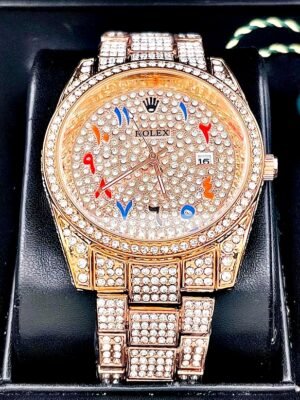 ROLEX CUBANO ORO ROSA. Hombre. Números Hebreos.