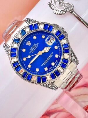 ROLEX SUBMARINER GEMAS. Mujer. Plateado Azul.