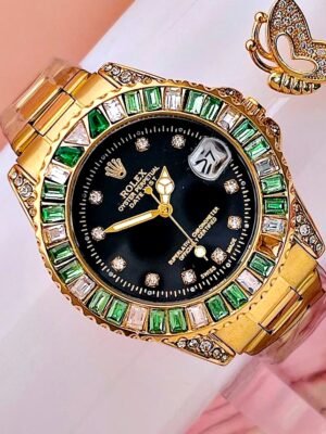 ROLEX SUBMARINER GEMAS. Mujer. Dorado Verde.