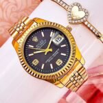 ROLEX PRESIDENCIAL. Mujer. Dorado Fondo Negro.