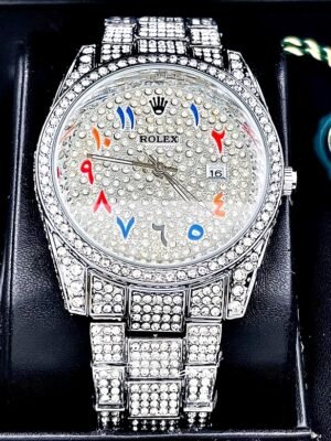 ROLEX CUBANO PLATEADO. Hombre. Números Hebreos.