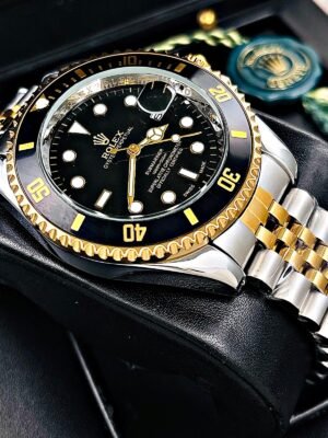 ROLEX SUBMARINER PULSO TRENZADO. Hombre. Bicolor Fondo Negro.